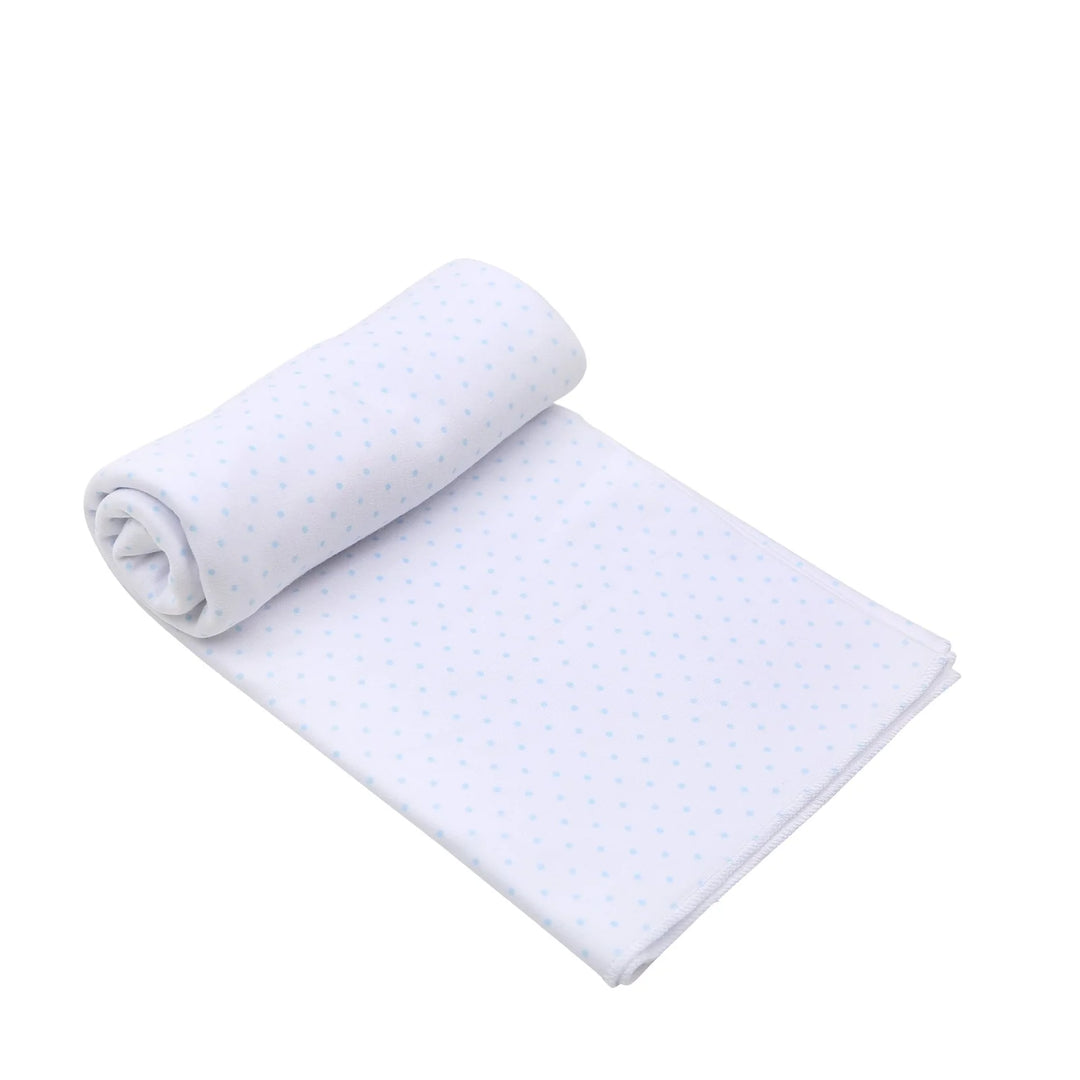 BLUE MINI DOTS RECEIVING BLANKET