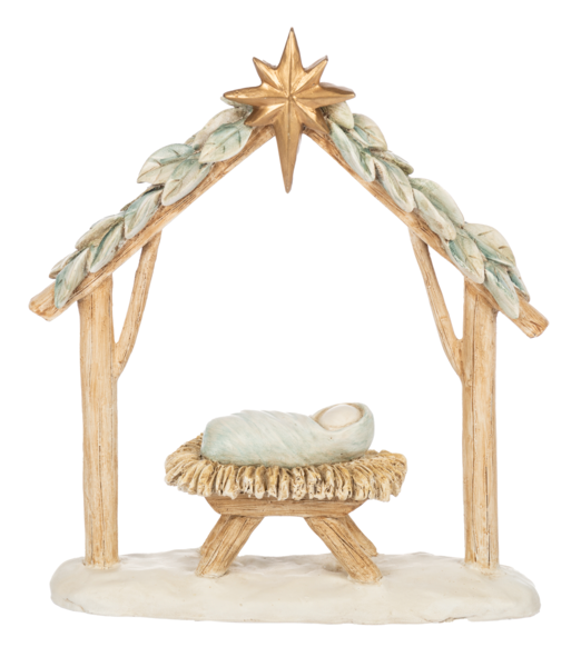 WATERCOLOR JESUS IN A MANGER FIGURINE