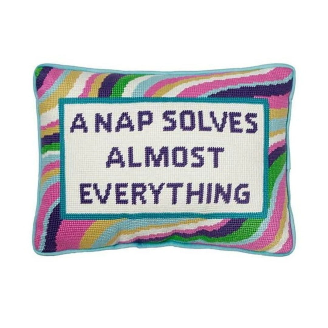 A NAP SOLVES NEEDLEPOINT PILLOW