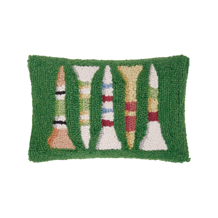 RECTANGULAR GREEN PILLOW WITH GOLF TEES