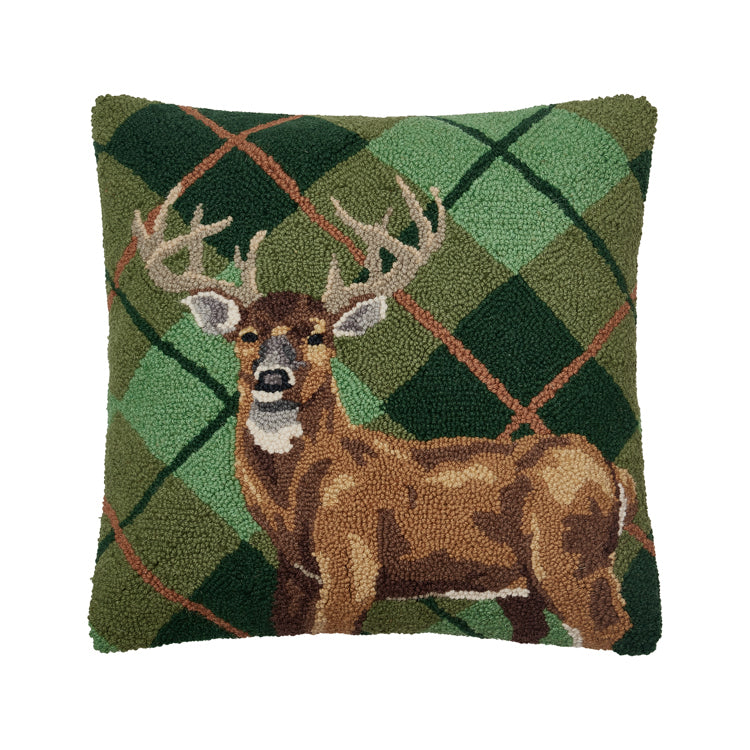 DEER PLAID HOOK PILLOW