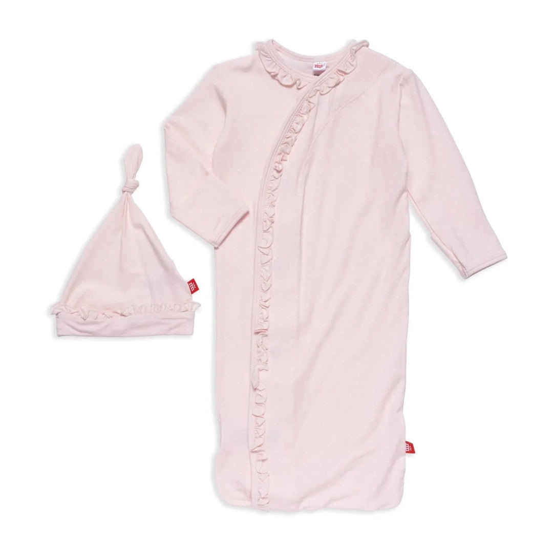 PINK PIN DOT GOWN SET
