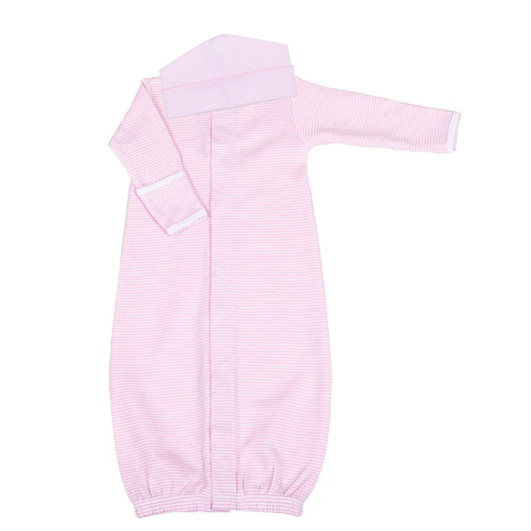 PINK MINI STRIPES CONVERTER GOWN & HAT SET