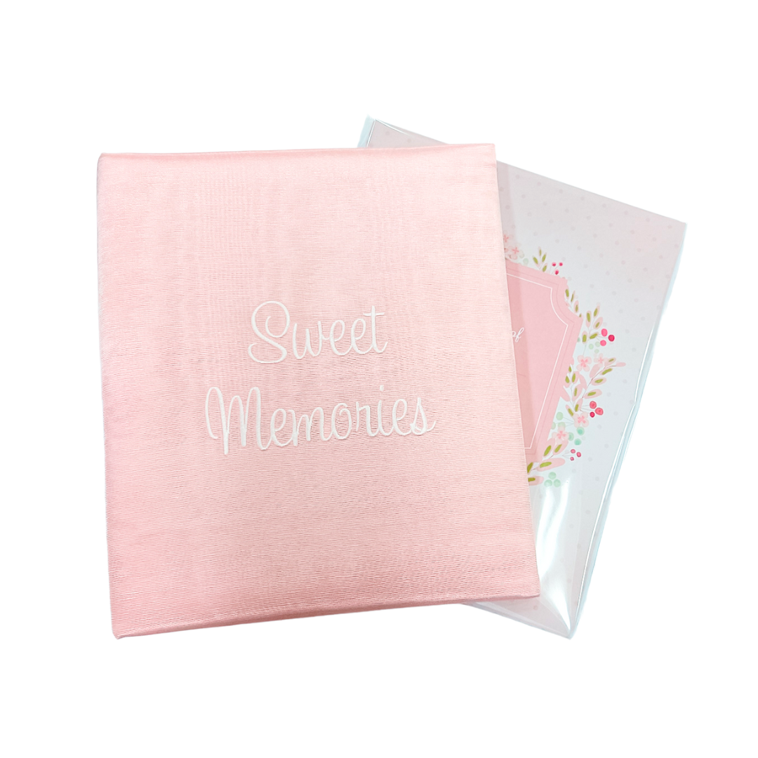 BABY PINK SOLID MOIRE BABY MEMORY BOOK