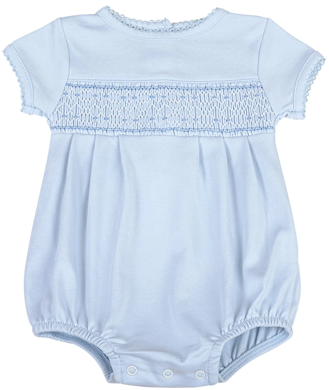 SOLID BLUE SMOCKED BUBBLE