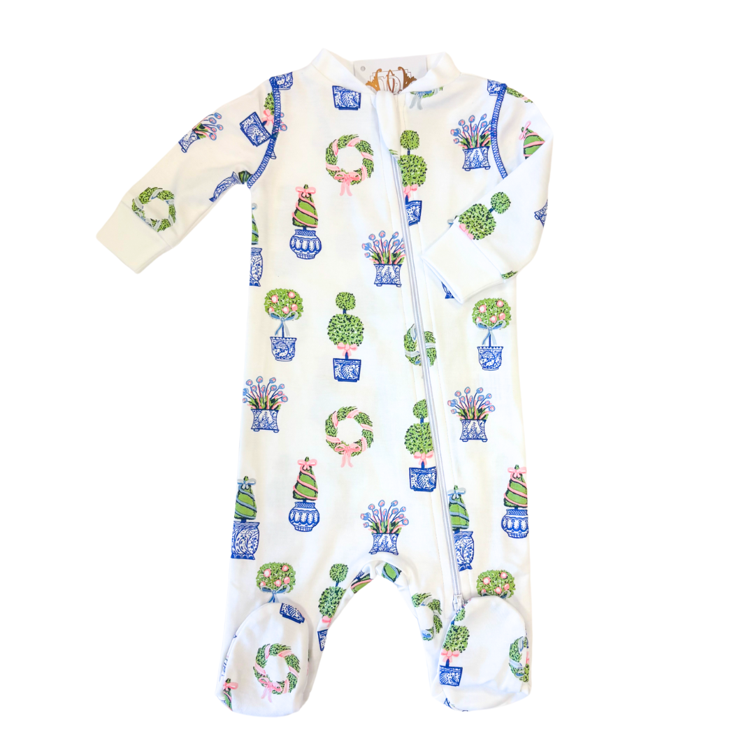 SPRING TOPIARIES ZIPPER FOOTIE