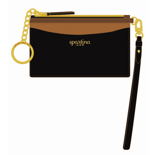 BLACK & BROWN COLOR BLOCK SLIM CARD COINPURSE