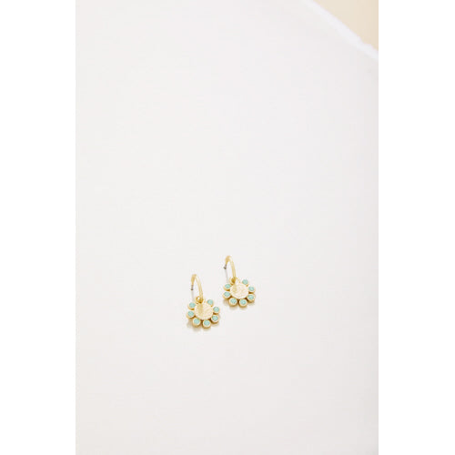 SEA FOAM WHIRLY DROP HOOP EARRINGS