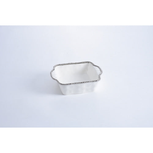 SILVER & WHITE SQUARE BAKING DISH