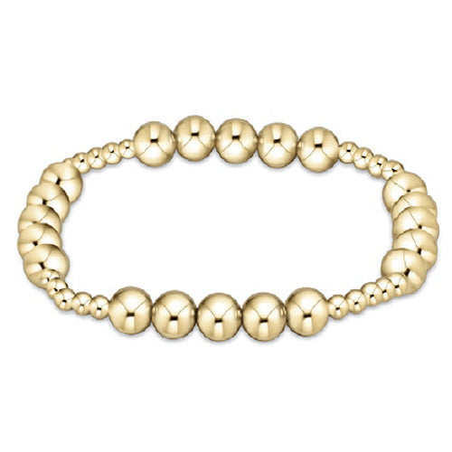 CLASSIC BLISSFUL PATTERN 3MM BEAD BRACELET, 6MM GOLD