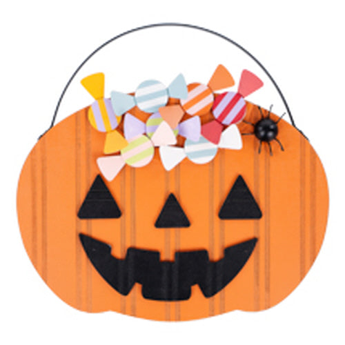 Candy Pumpkin Pail Welcome Board Topper – Halloween Front Door Decoration | Walker Boutique