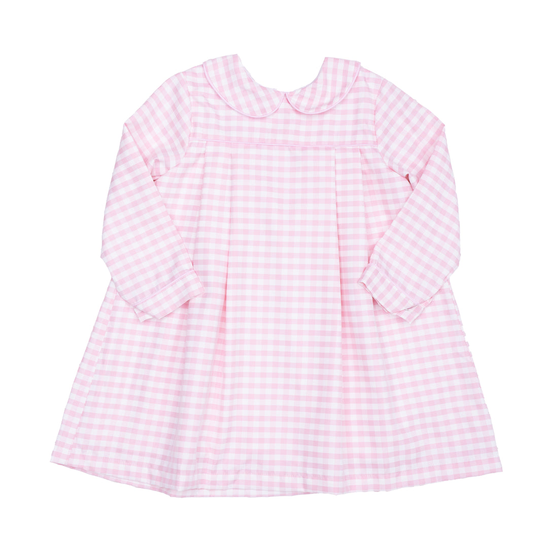 Pink checkered dress on a white background