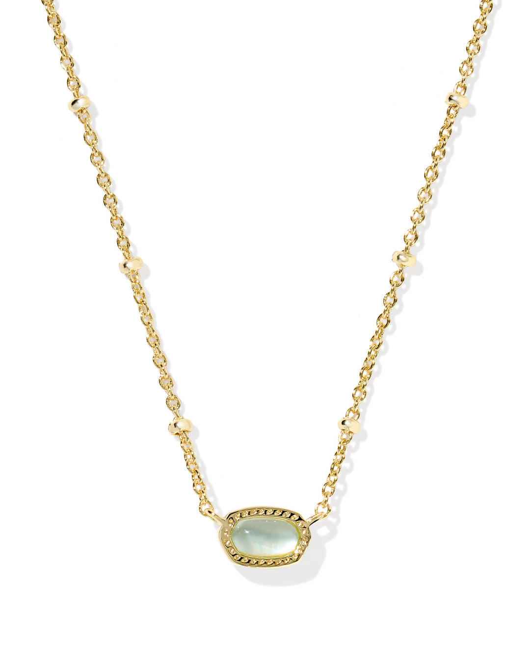 MINI ELISA SATELLITE SHORT PENDANT NECKLACE, GOLD LIGHT BLUE ILLUSION