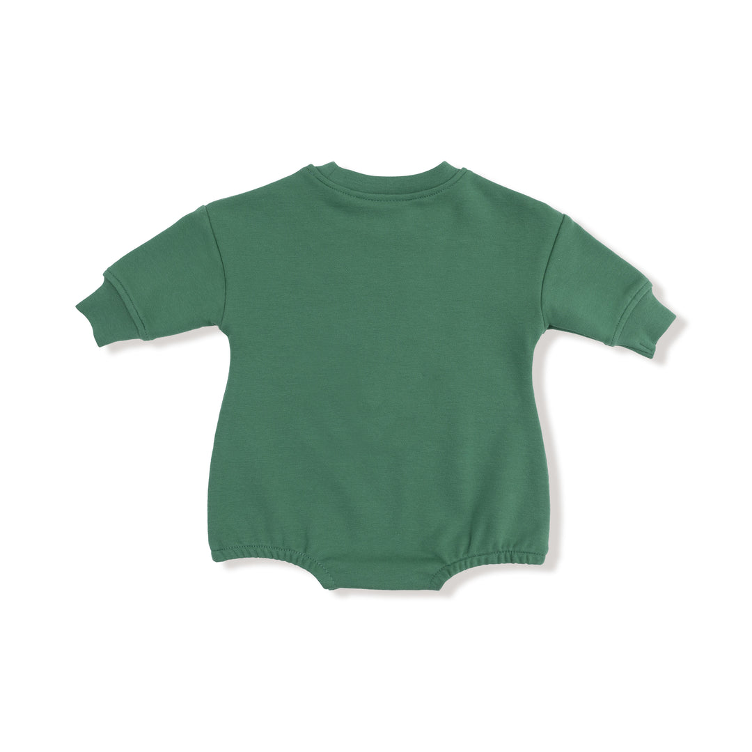 Green baby romper on a white background
