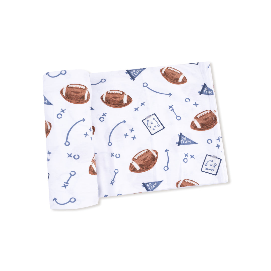 TOUCHDOWN TIME NAVY SWADDLE BLANKET