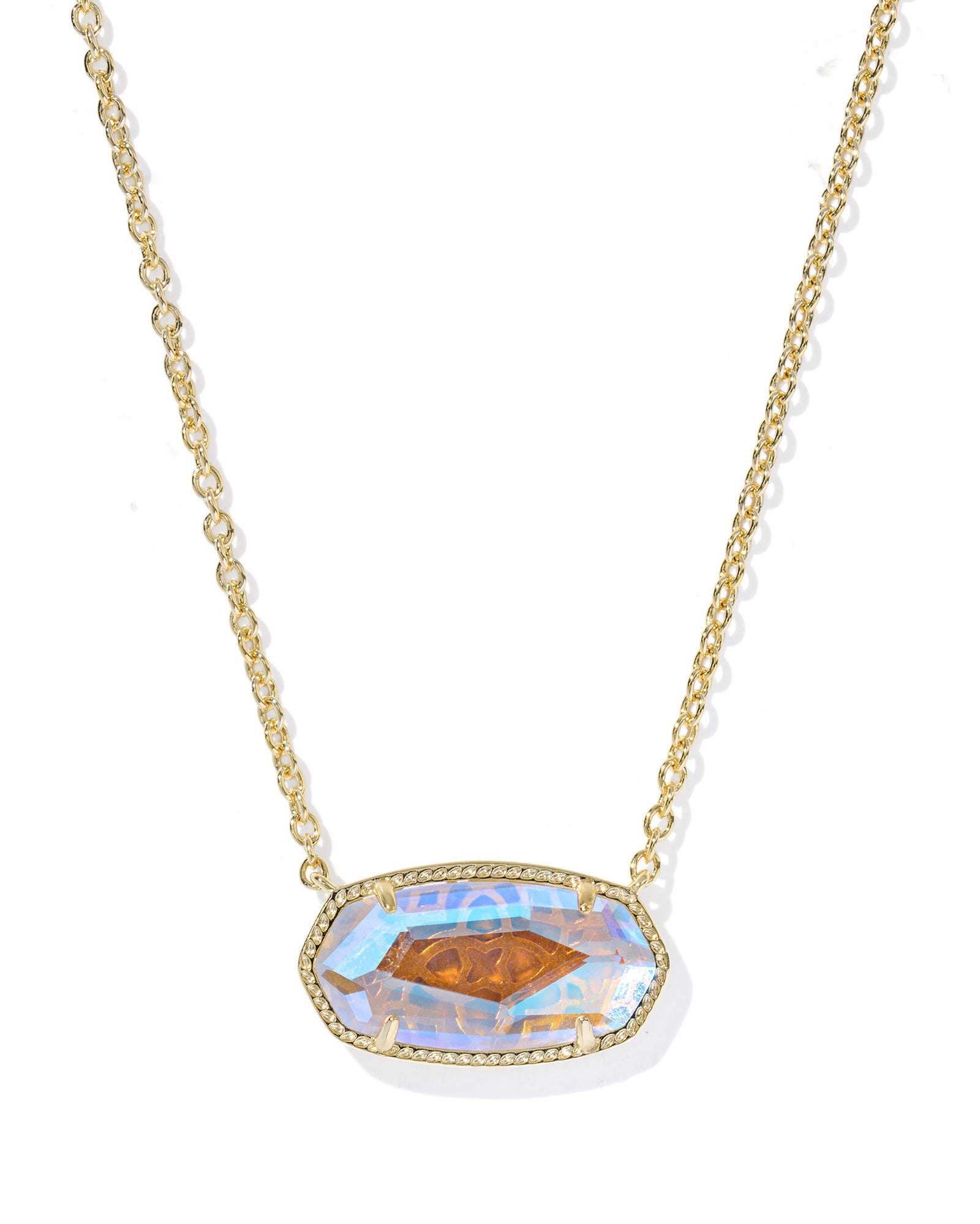 ELISA STATEMENT SHORT PENDANT NECKLACE, GOLD DICHROIC GLASS