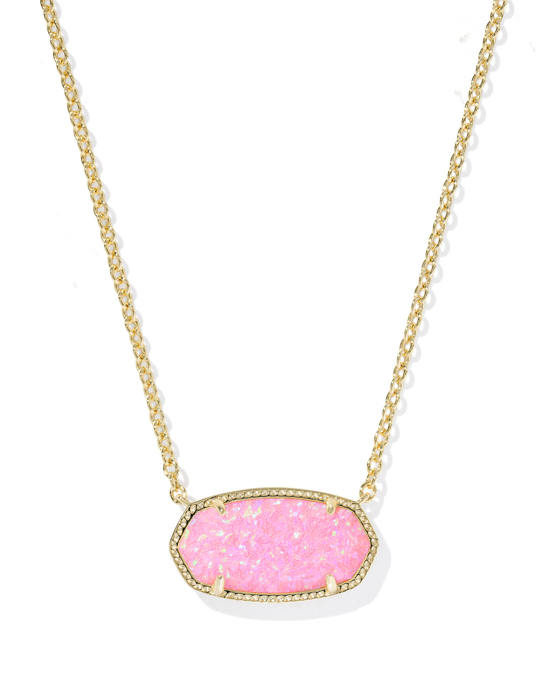 ELISA STATEMENT SHORT PENDANT NECKLACE, GOLD CARNATION KYOCERA OPAL