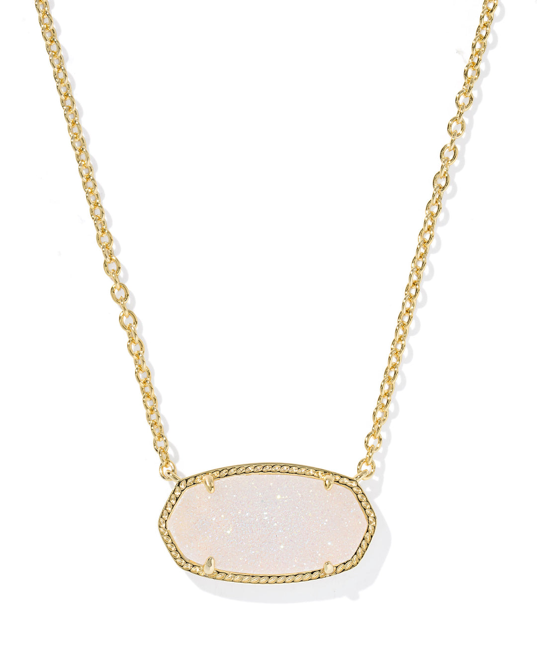 ELISA STATEMENT SHORT PENDANT NECKLACE, GOLD IRIDESCENT DRUSY