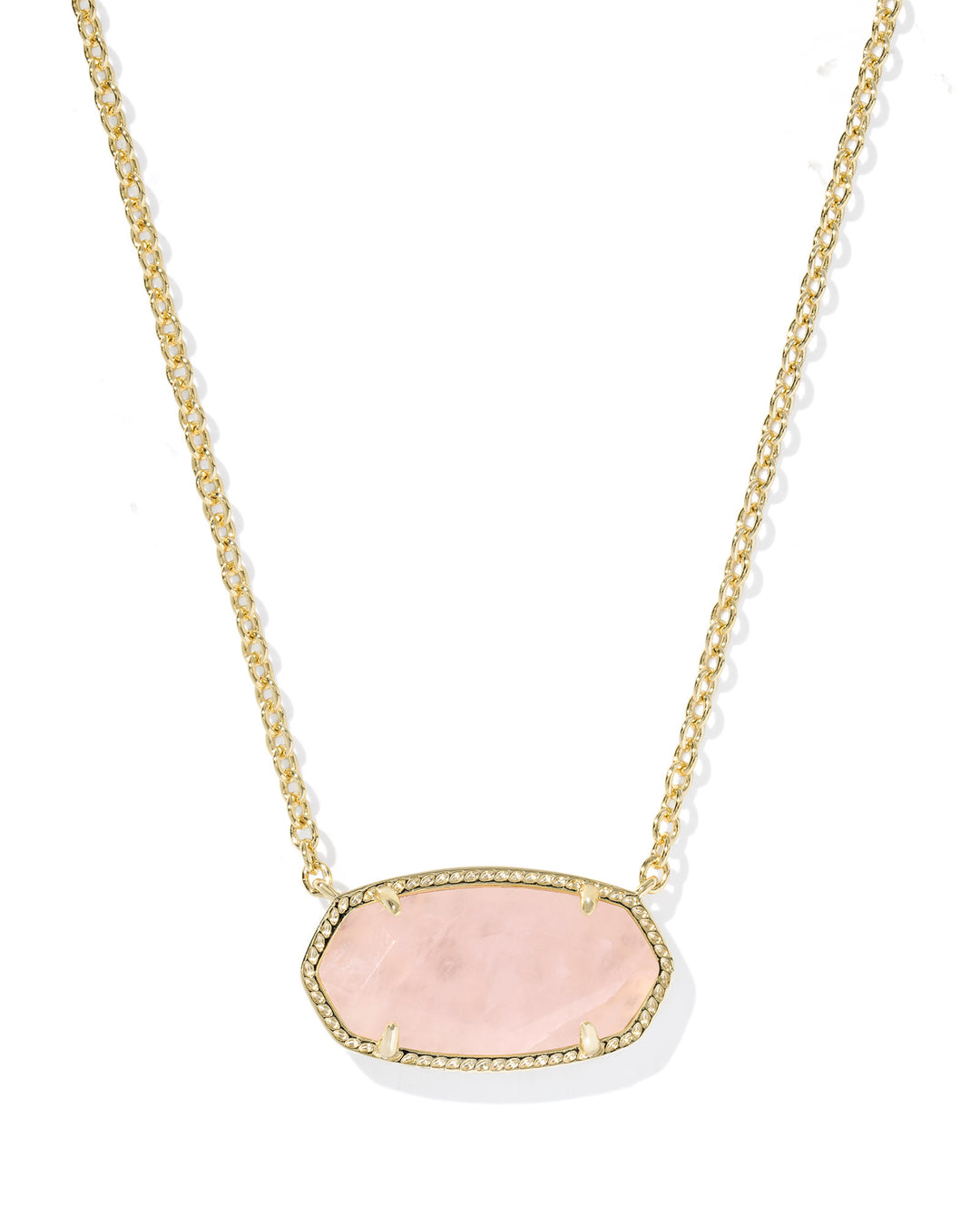 ELISA STATEMENT SHORT PENDANT NECKLACE, GOLD ROSE QUARTZ