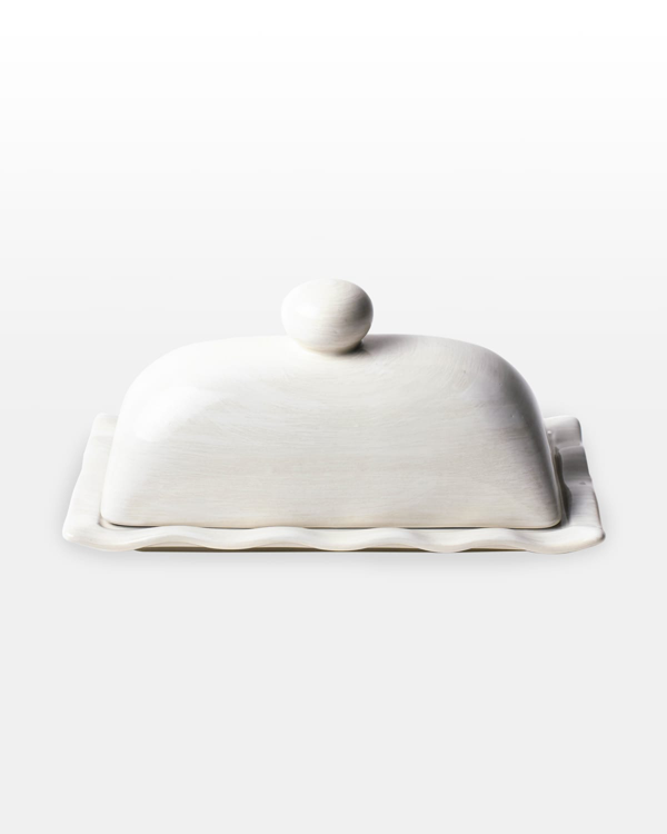 CC SIGNATURE RUFFLE DOMED BUTTER DISH WHITE