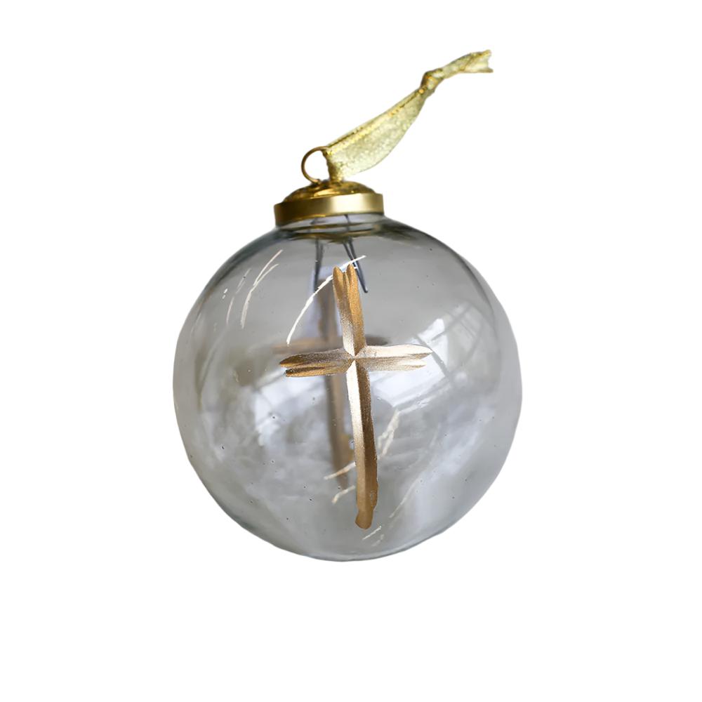 clear cruix glass ball ornament