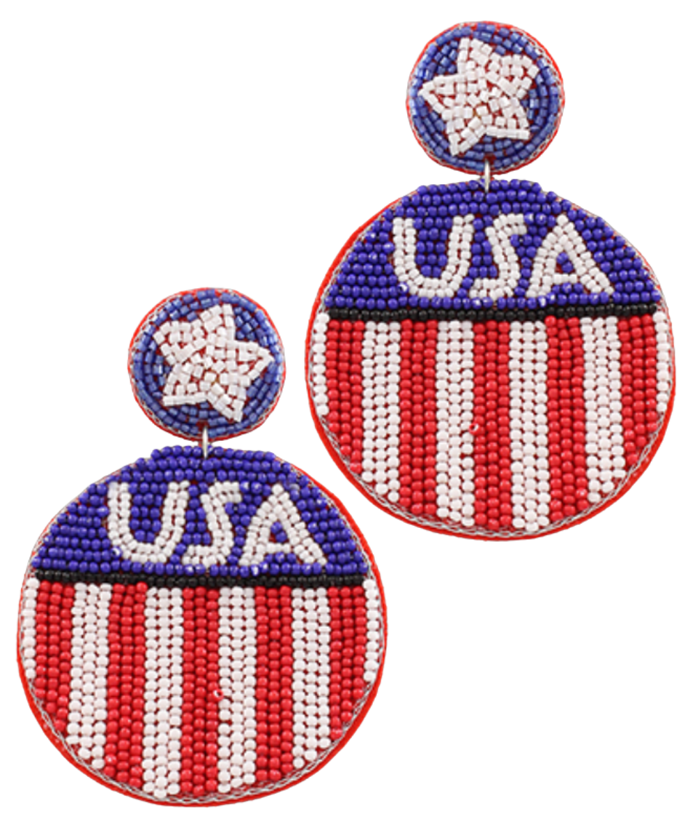 USA FLAG DISC EARRINGS