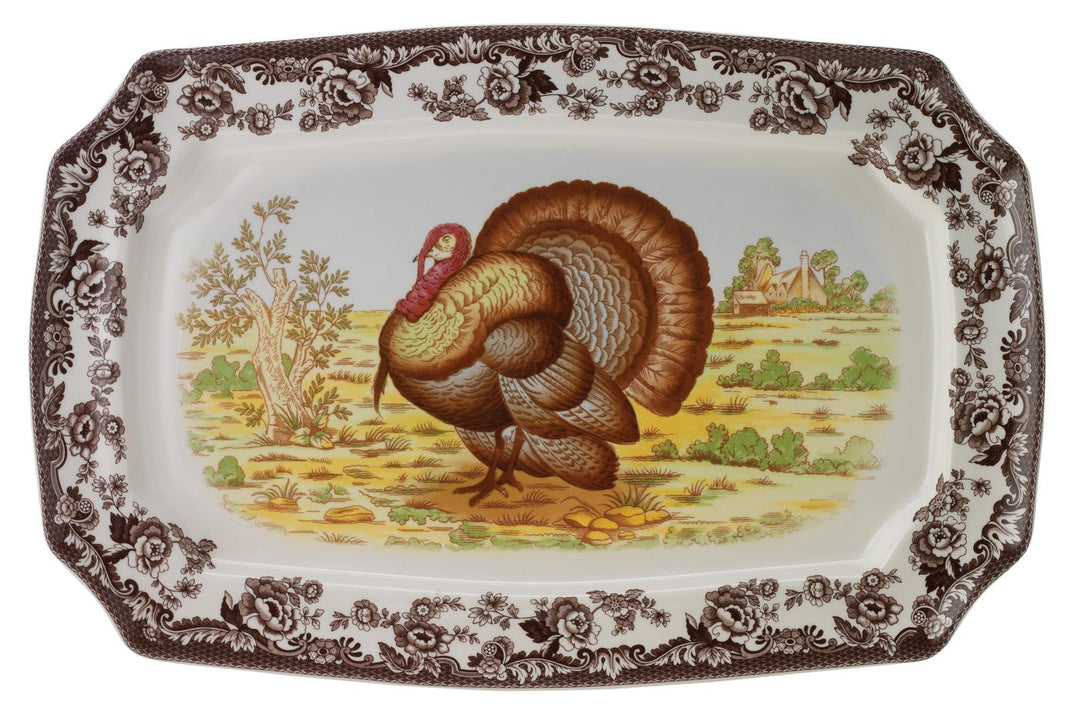 WOODLAND TURKEY RECTANGULAR PLATTER, 17.5"