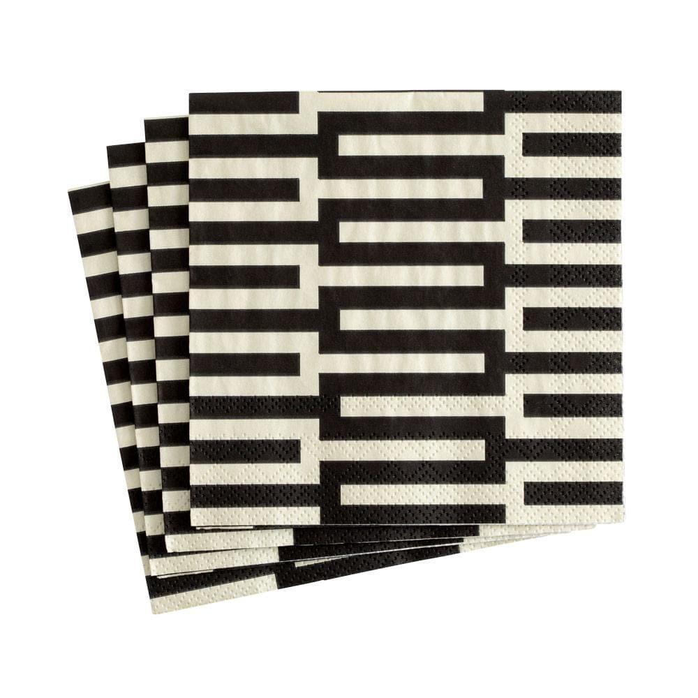 CASPARI COCKTAIL NAPKINS, ZIPPER BLACK