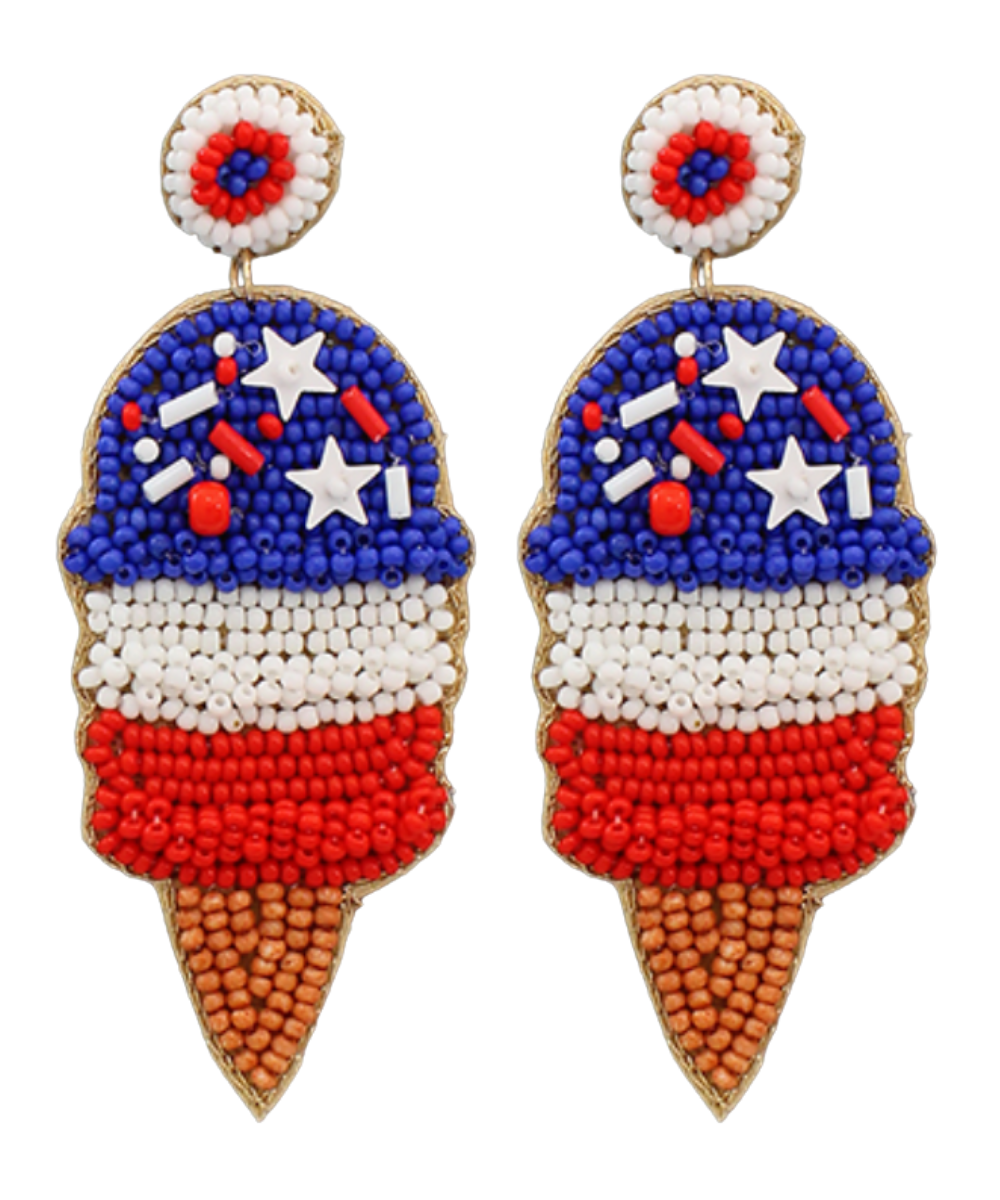 USA ICE CREAM CONE EARRINGS