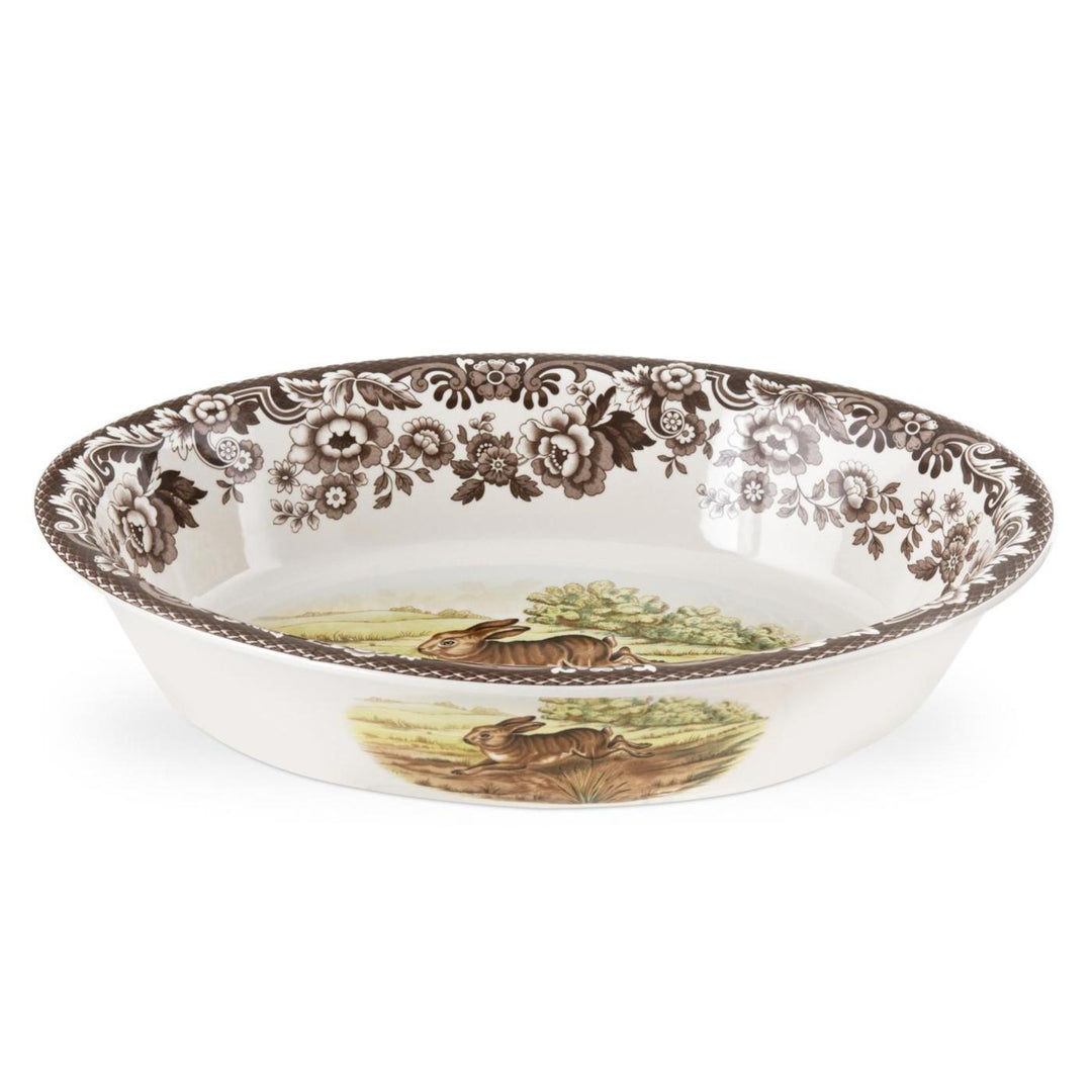 WOODLAND OVAL RIM DISH WITH RABBIT & PHEASANT