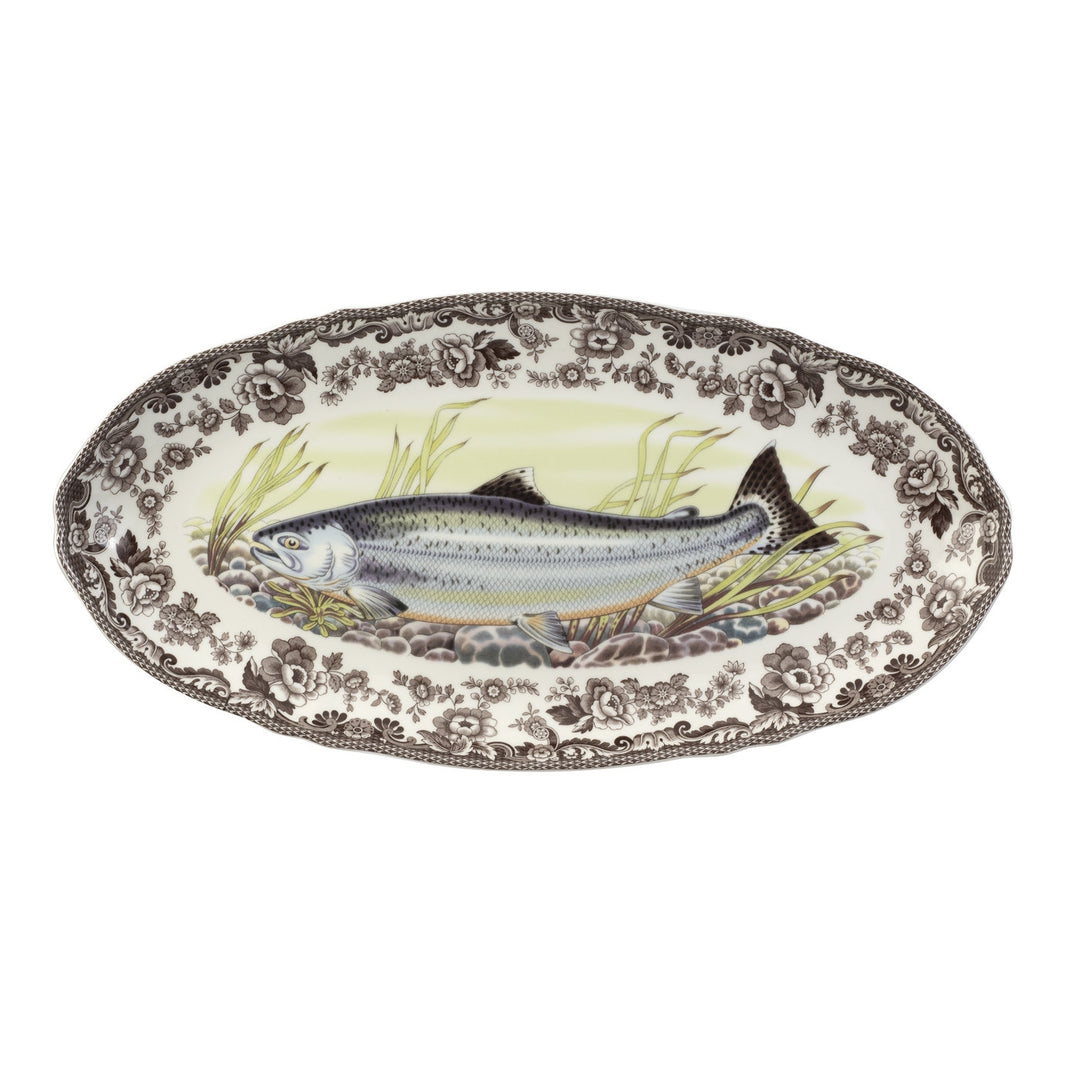 WOODLAND FISH PLATTER WITH KING SALMON, 18.5in.