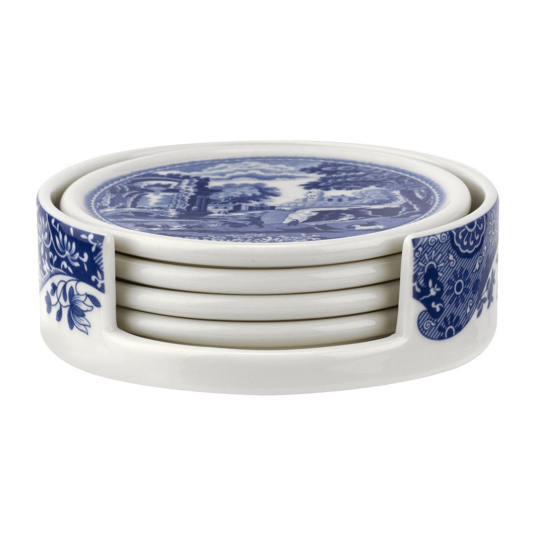 BLUE ITALIAN 4 PIECE CERAMIC COASTER SET