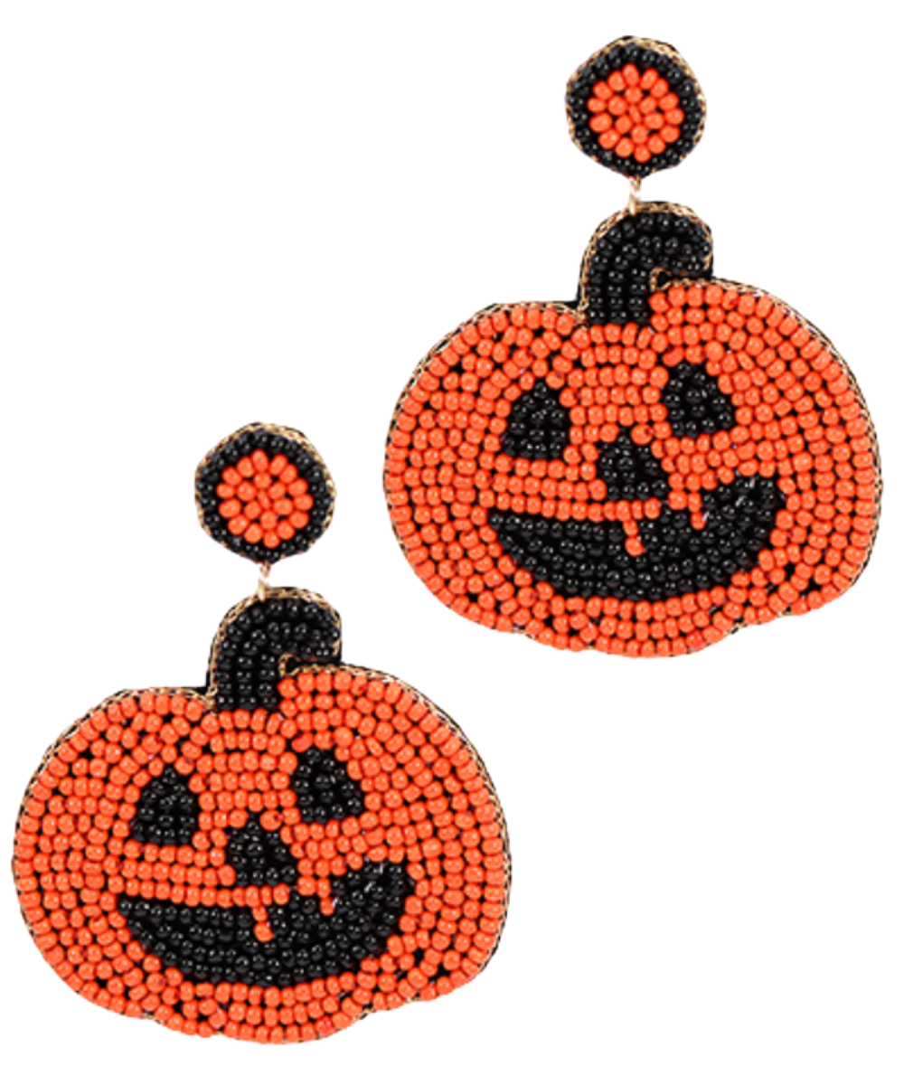 BEADED PUMPKIN EARRINGS