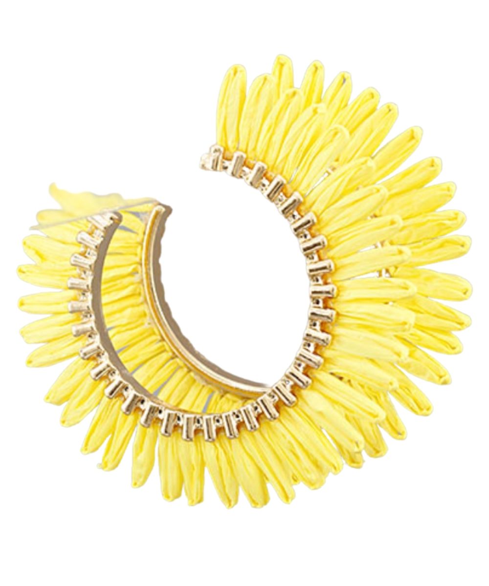 YELLOW RAFFIA FAN HOOPS