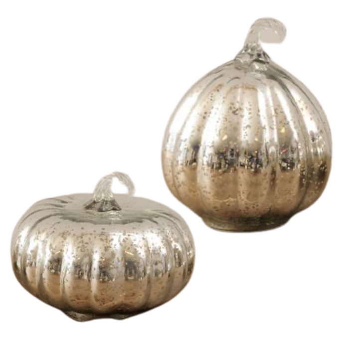 SILVER MERCURY GLASS PUMPKIN