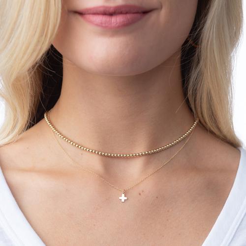 16" NECKLACE GOLD, SIGNATURE CROSS GOLD CHARM