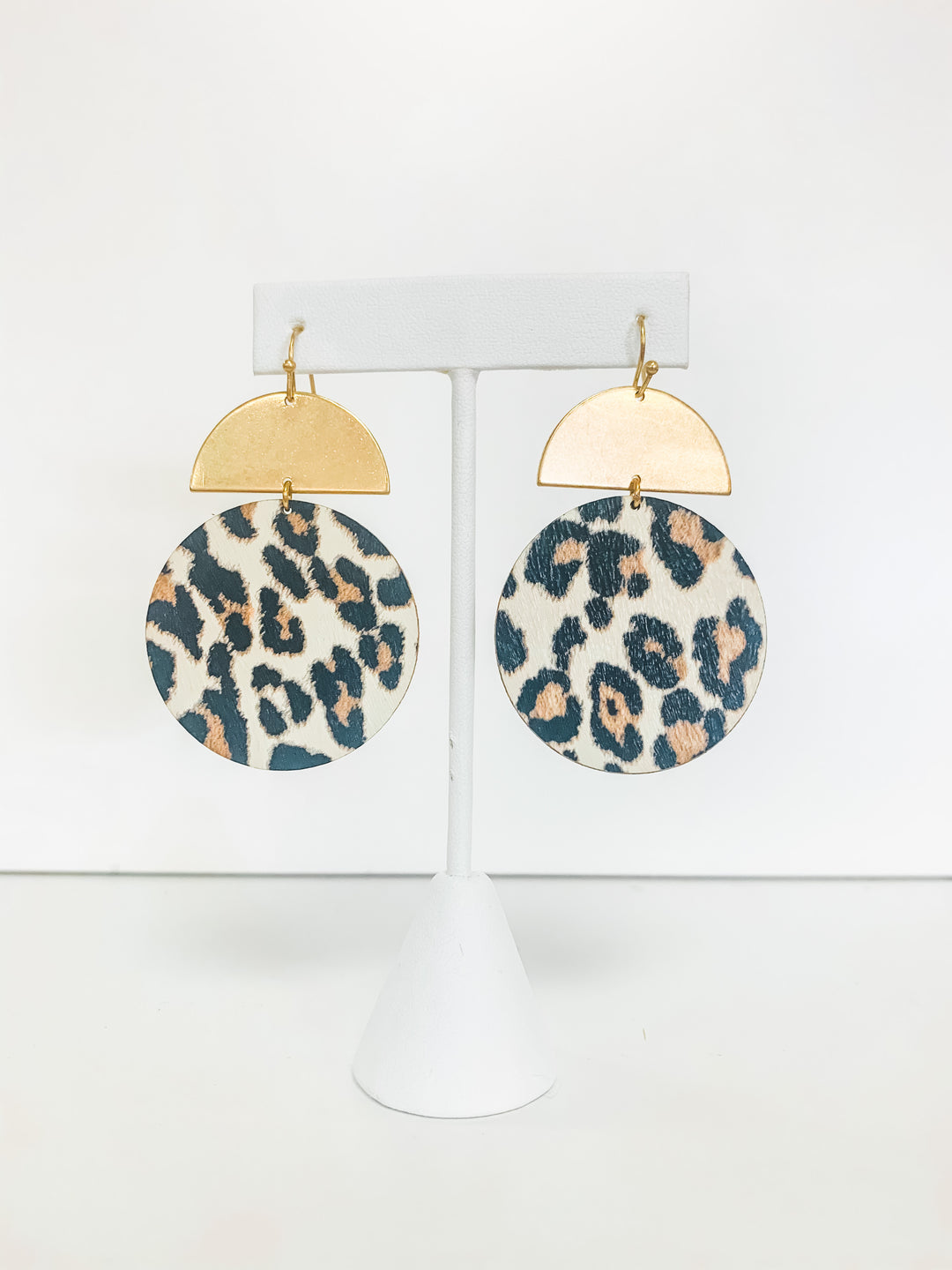 IVORY LEOPARD WEDGE EARRINGS