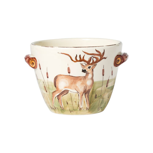 WILDLIFE DEER HANDLED DEEP SERVING BOWL