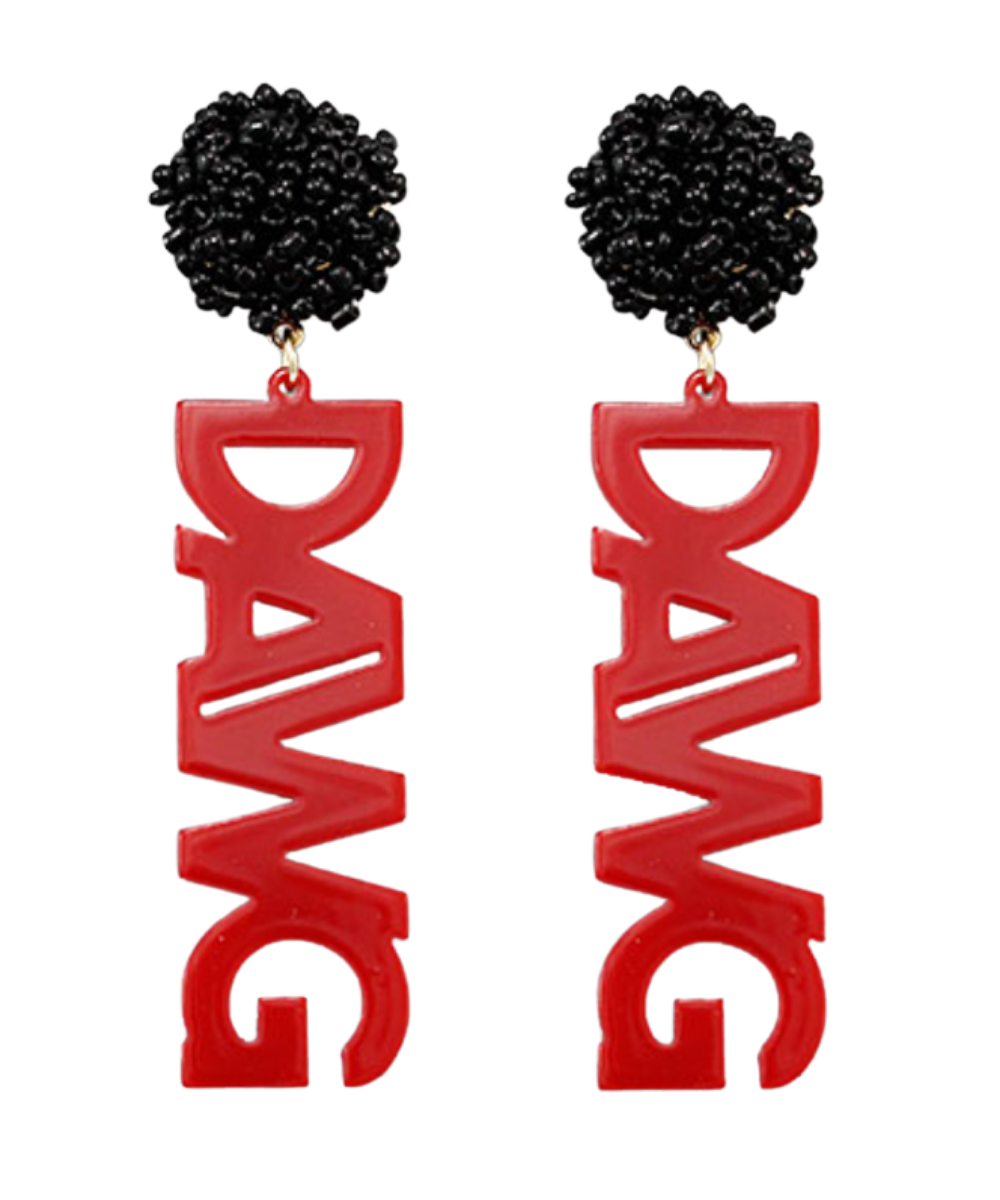 RED & BLACK ACRYLIC DAWG EARRINGS