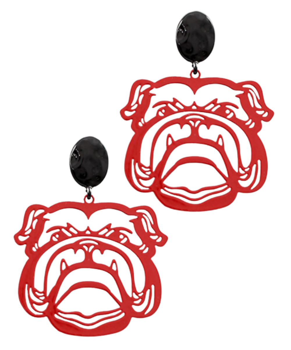 RED & BLACK BULLDOG EARRINGS