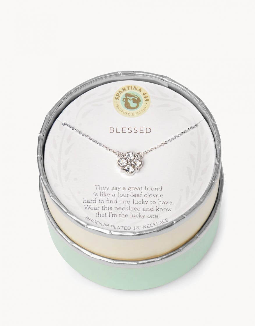 SEA LA VIE NECKLACE, SILVER BLESSED/CRYSTAL CLOVER