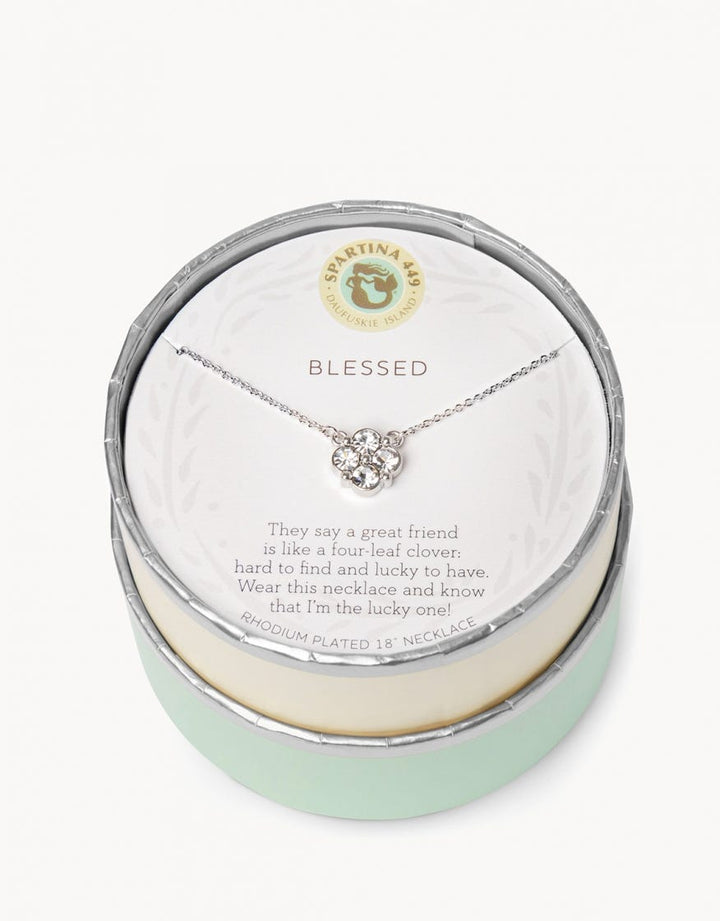 SEA LA VIE NECKLACE, SILVER BLESSED/CRYSTAL CLOVER