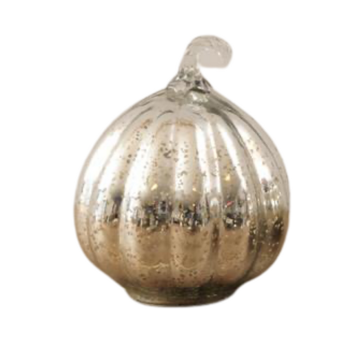 SILVER MERCURY GLASS PUMPKIN