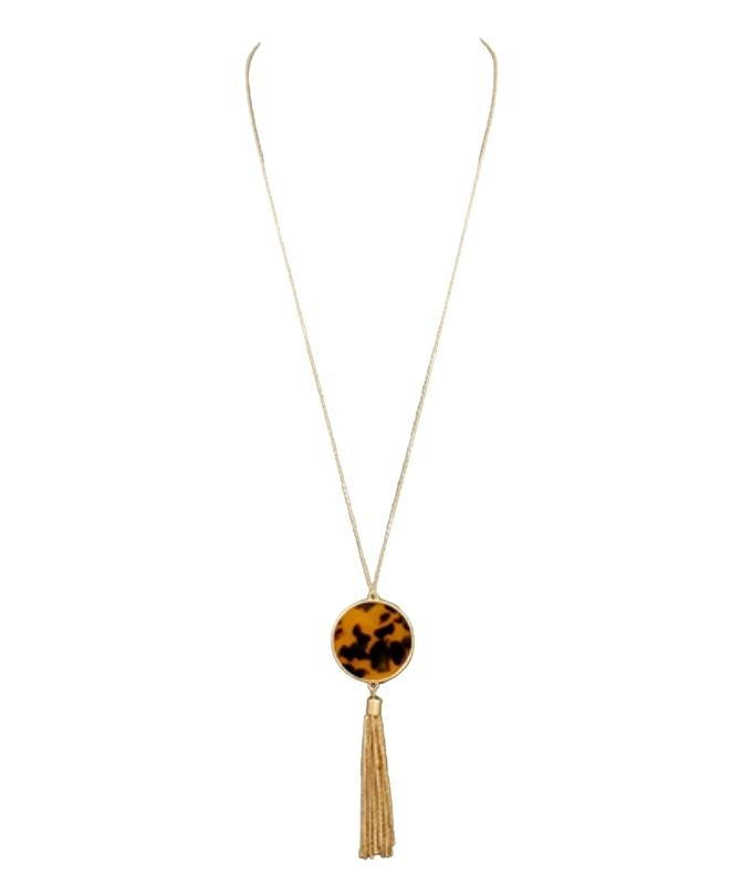 Leopard fabric hot sale tassel necklace