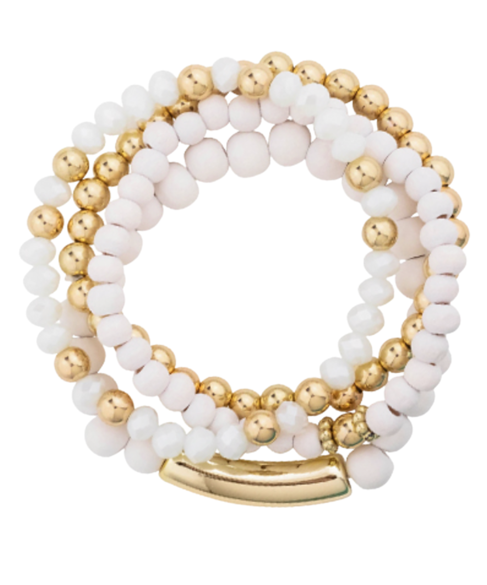 WHITE 4 ROW BRACELET