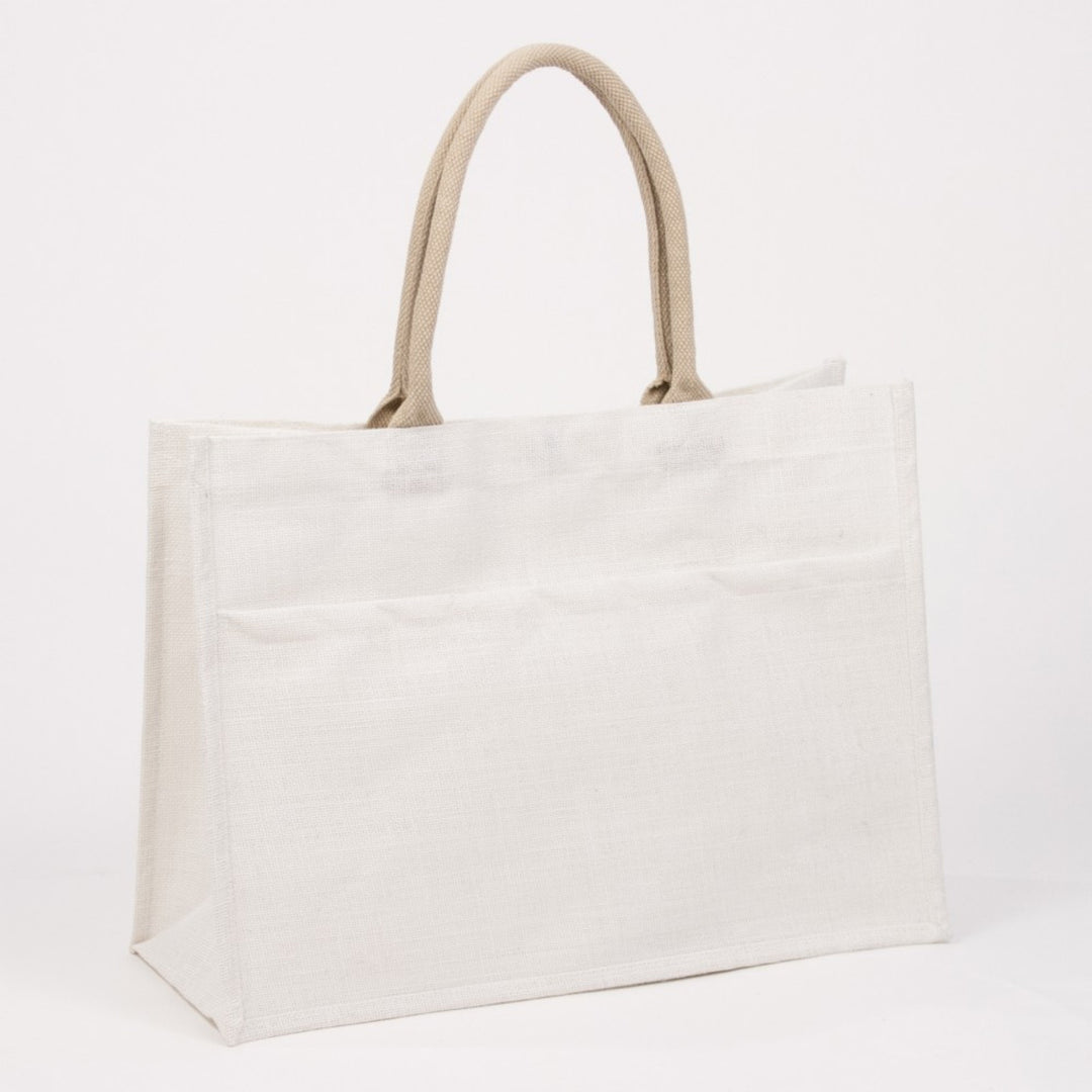 RS JUTE POCKET TOTE WHITE