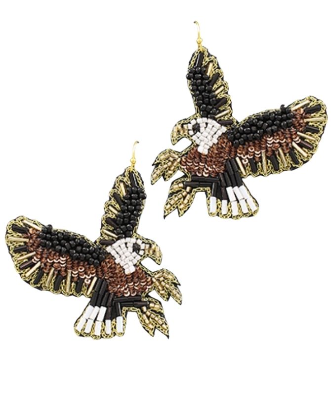 BEADED EAGLE EARRINGS