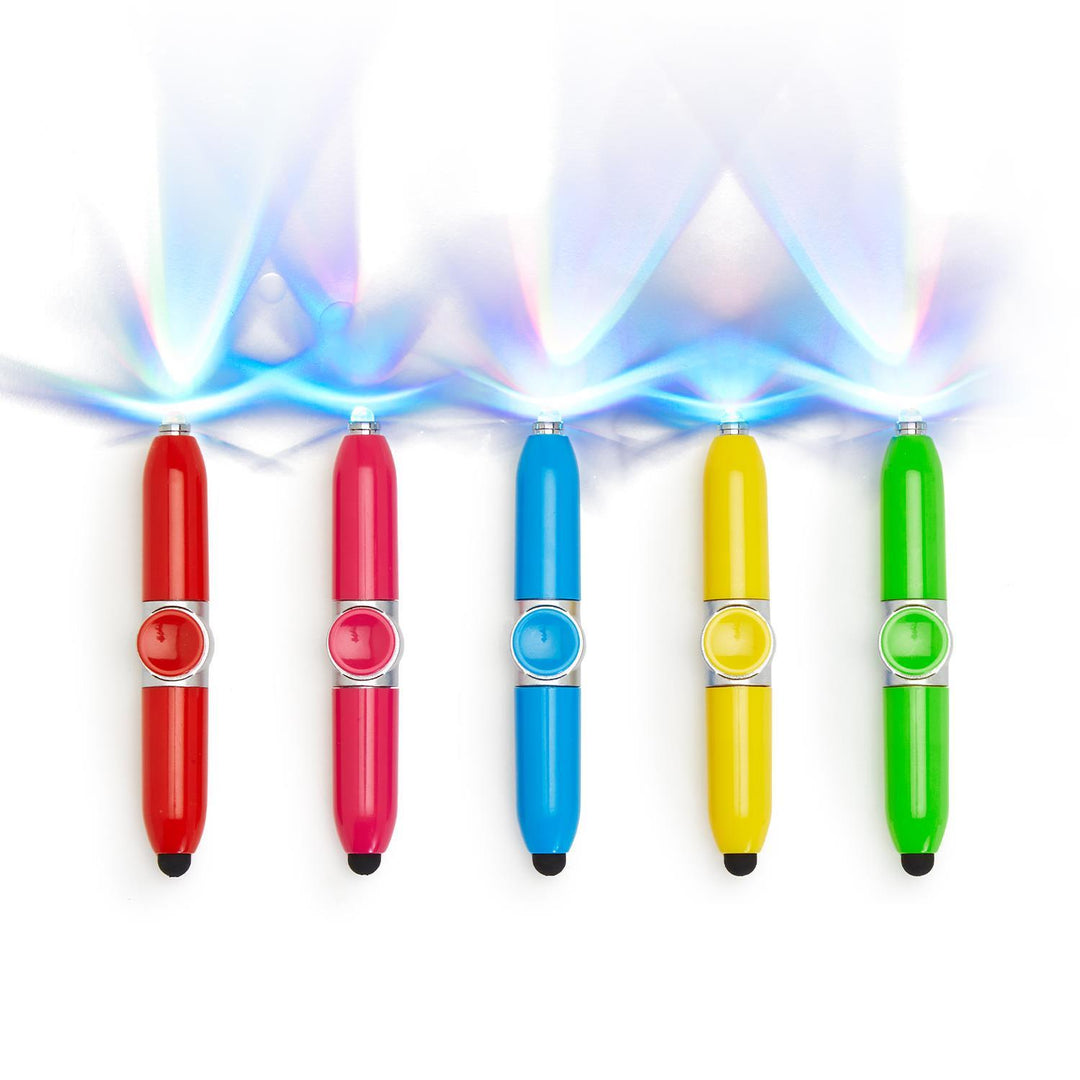 LIGHT UP BALL POINT AND STYLUS SPINNER PEN