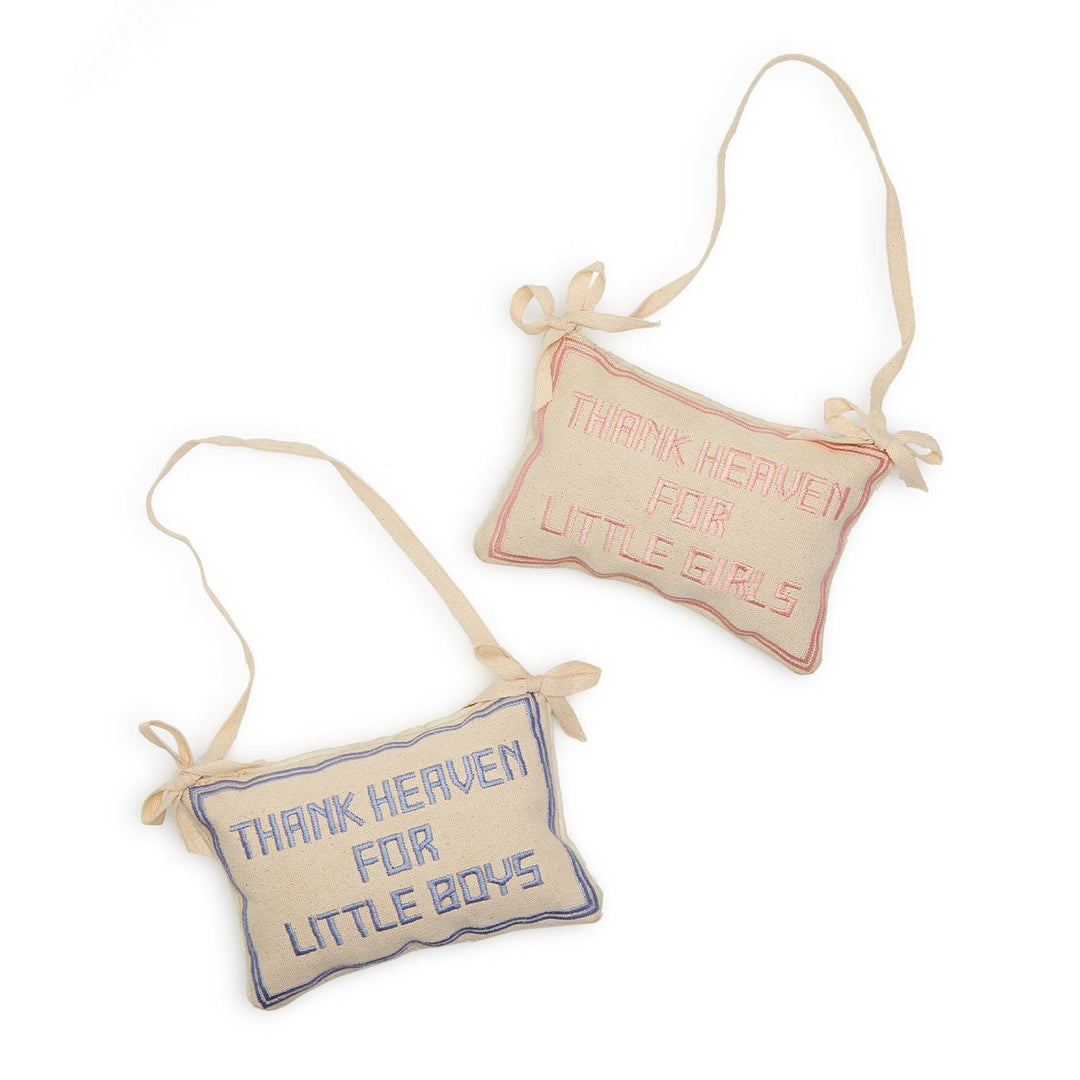 THANK HEAVEN EMBROIDERED PILLOW DOOR HANGER