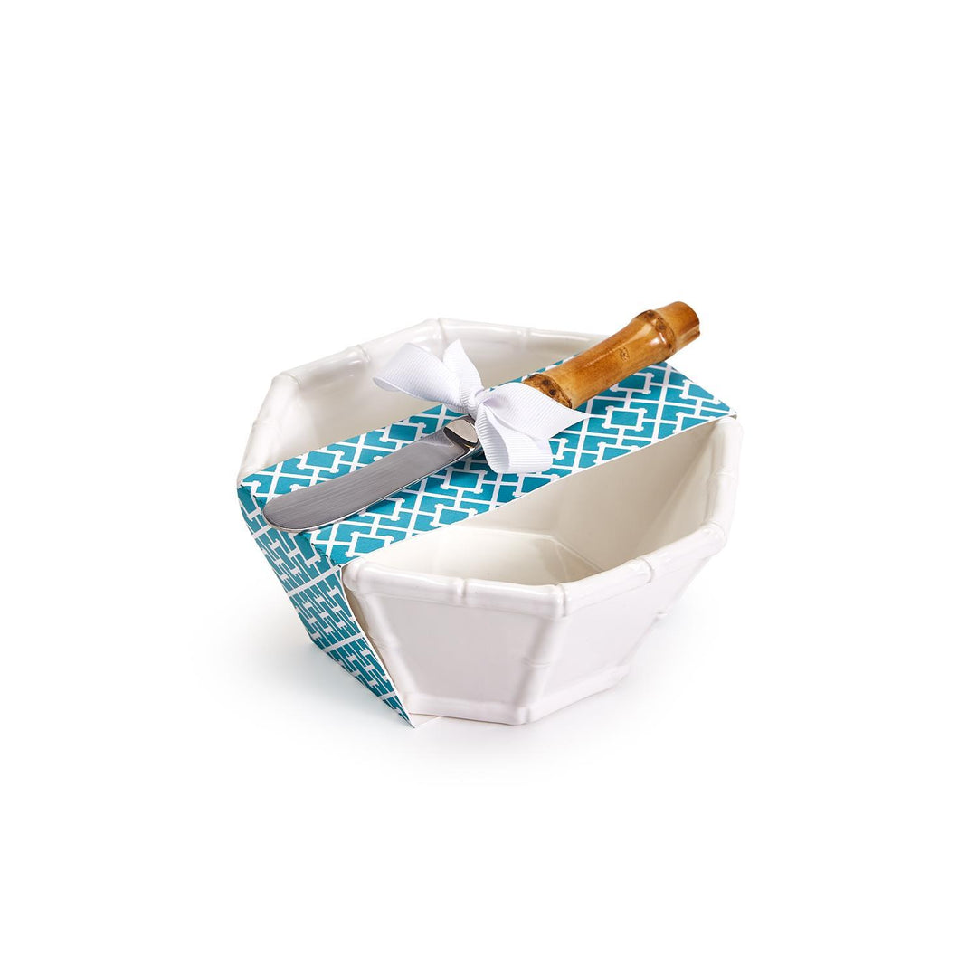 HAMPTON TIDBIT DISH WITH BAMBOO HANDLE SPREADER